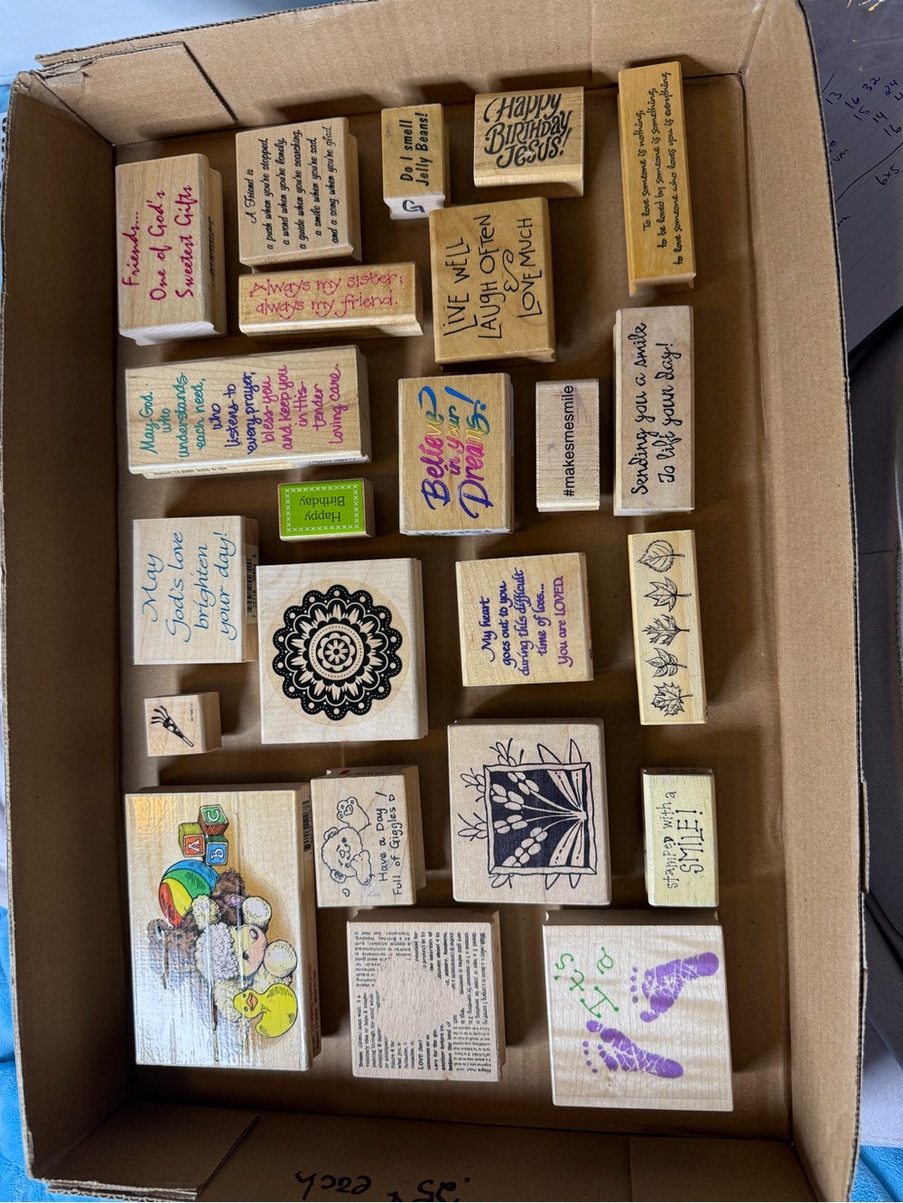 23 Wood Rubber Stamp Lot with Inspirational and Decorative Designs